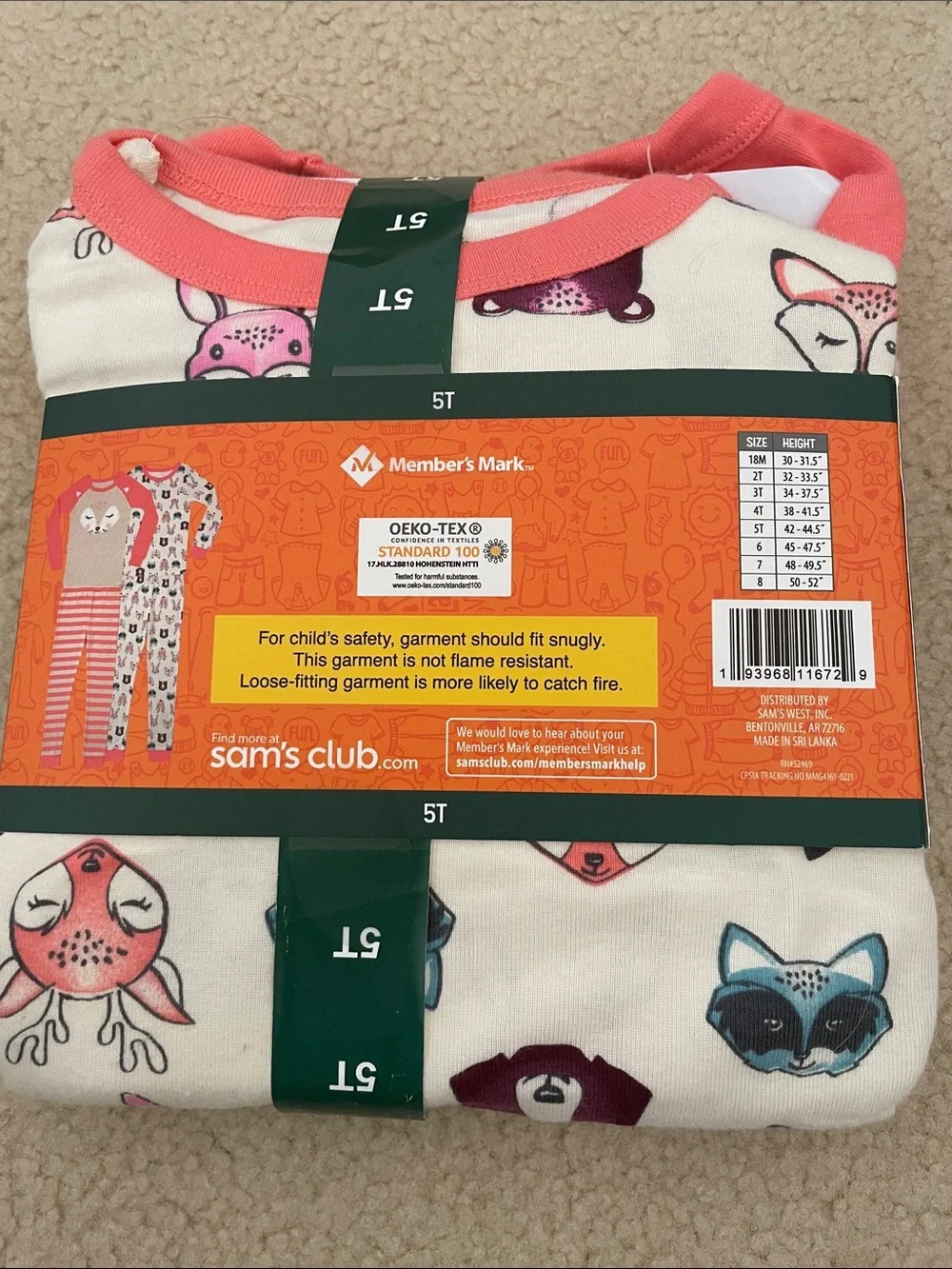 Girls' Favorite 4-Piece Pink and Cream Pajama Set - 5T